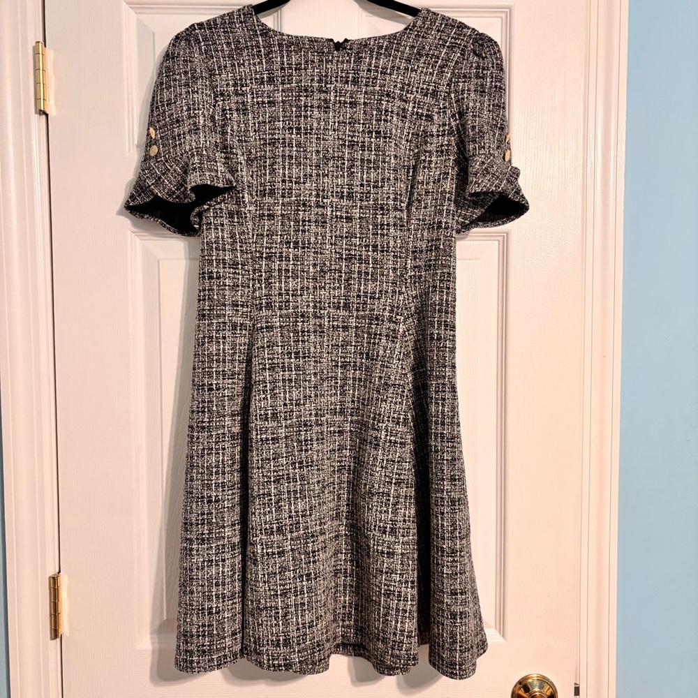 DKNY Black and White Tweed Mini Dress